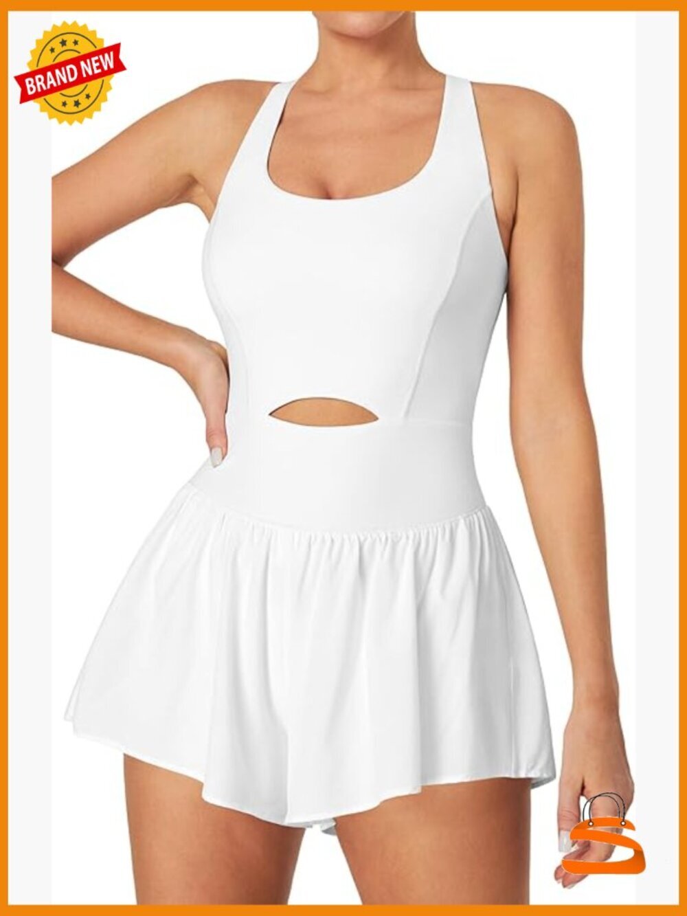 Tummy Control Athletic Romper with Padded Bra, Size Small, Nylon Spandex